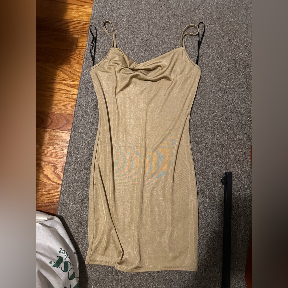 Forever 21 Gold Cowl Neck Slip Dress (Size M)